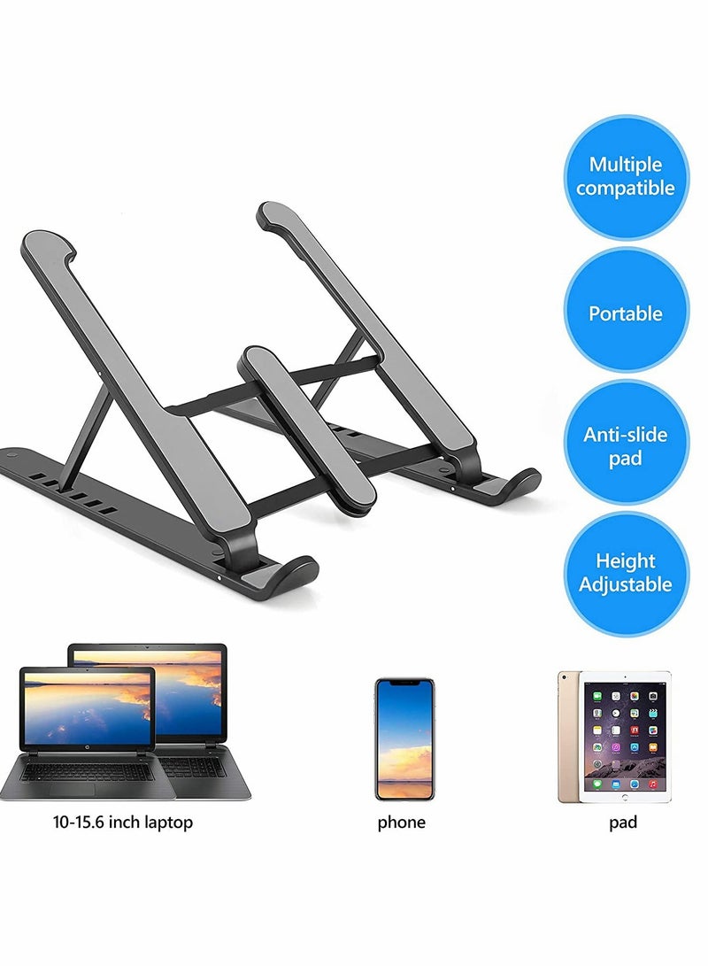 KASTWAVE Portable Laptop Stand, Laptop Holder Stand for Tablets, MacBook Pro and Laptops Adjustable Notebook Stand Desk Riser Foldable Notebook Cooling (Black) - Image 3