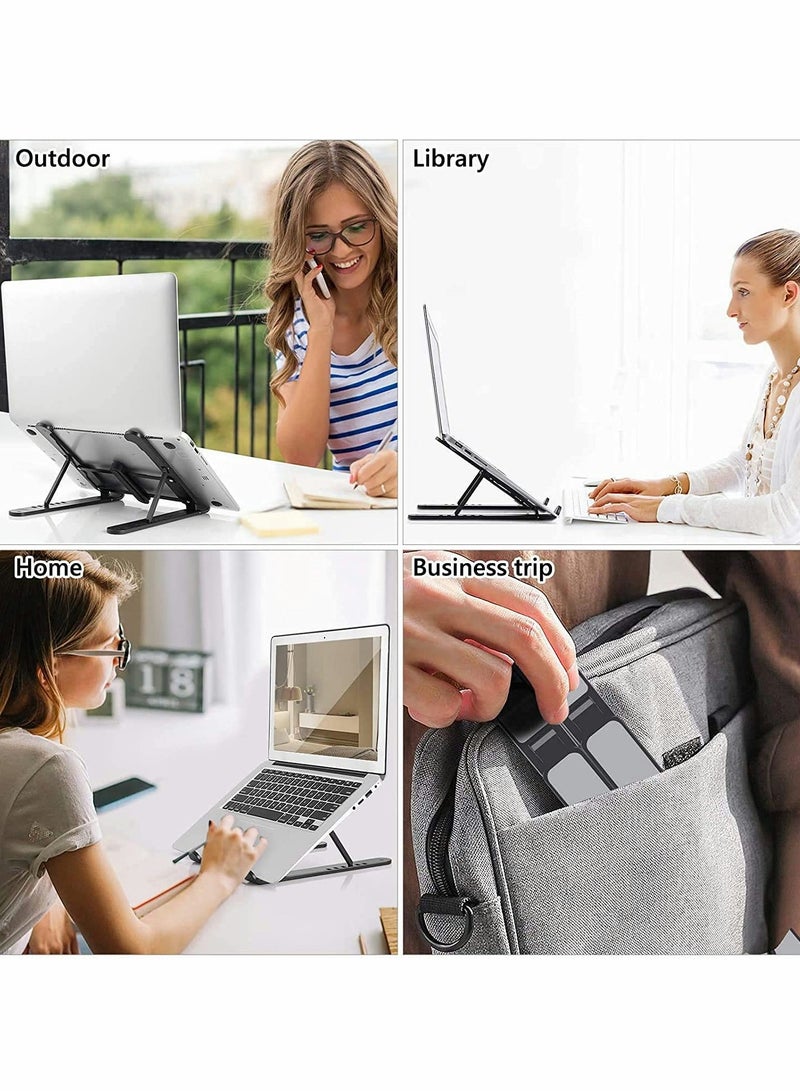 KASTWAVE Portable Laptop Stand, Laptop Holder Stand for Tablets, MacBook Pro and Laptops Adjustable Notebook Stand Desk Riser Foldable Notebook Cooling (Black) - Image 5