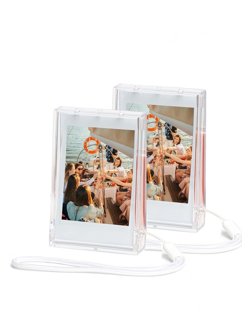 O Ozone - [Set of 2] Mini Photo Holder Storage Case for Fujifilm Instax Mini 12/11/9/8/7/7+/EVO, 3 inch Photo Pouch Instant Camera Film Accessories, Travel Photo Holder Protective Case w/Wrist Lanyard - Image 1