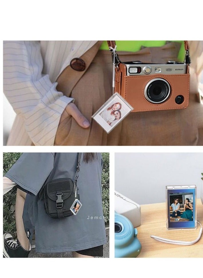 O Ozone - [Set of 2] Mini Photo Holder Storage Case for Fujifilm Instax Mini 12/11/9/8/7/7+/EVO, 3 inch Photo Pouch Instant Camera Film Accessories, Travel Photo Holder Protective Case w/Wrist Lanyard - Image 1