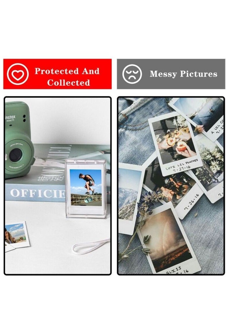 O Ozone - [Set of 2] Mini Photo Holder Storage Case for Fujifilm Instax Mini 12/11/9/8/7/7+/EVO, 3 inch Photo Pouch Instant Camera Film Accessories, Travel Photo Holder Protective Case w/Wrist Lanyard - Image 1