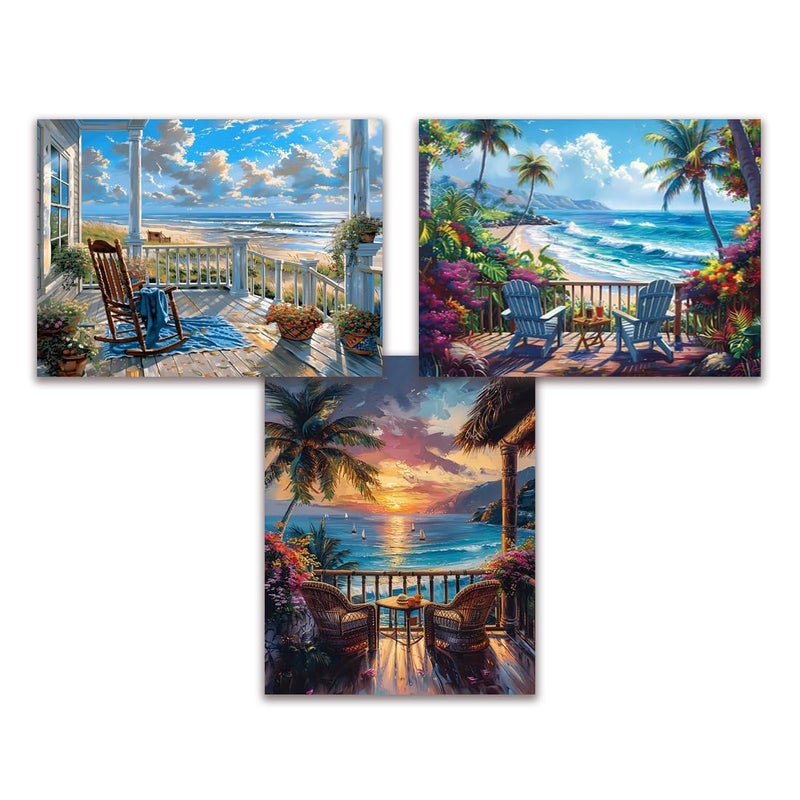 Tiwabb 3 Pack Beach Leisure Diamond Art Kits for Adults BeginnersDiamond Painting Kits for Adults5D Full Drill DIY Diamond Dot Gem Art Kit Wall Home Decor Arts Craft 12x16 inch - Image 2