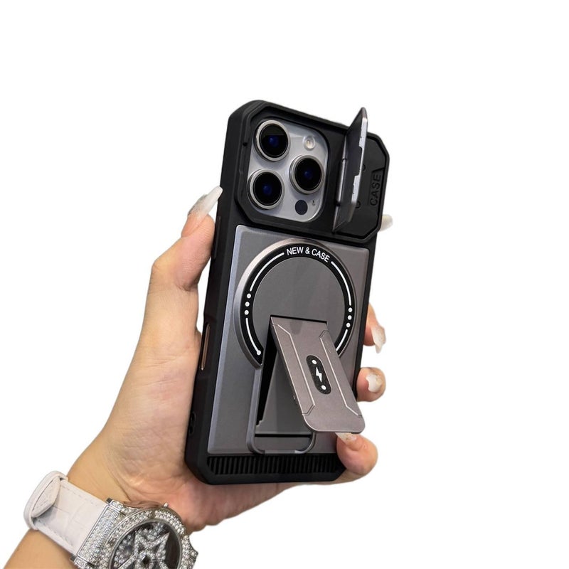MagSafe Case | Shockproof Cover for iPhone 16 / 16 Plus / 16 Pro / 16 Pro Max | Kickstand | Strong Magnetic | Black - Image 2