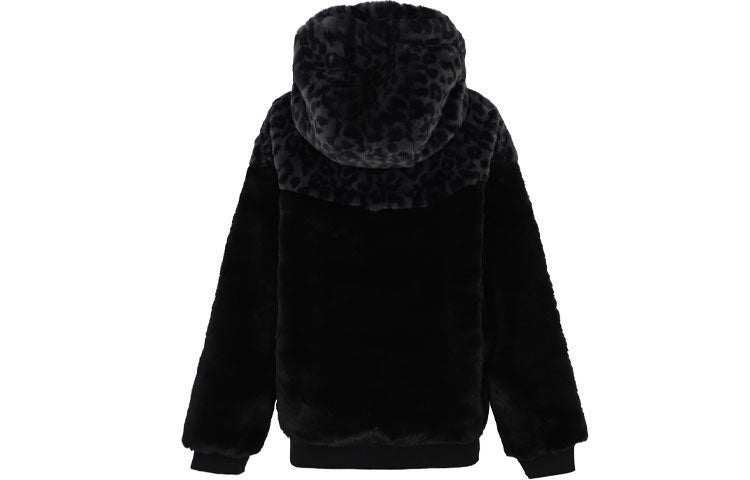 (PS) Nike Leopard print Fleece Stay Warm Hooded Jacket 'Black'