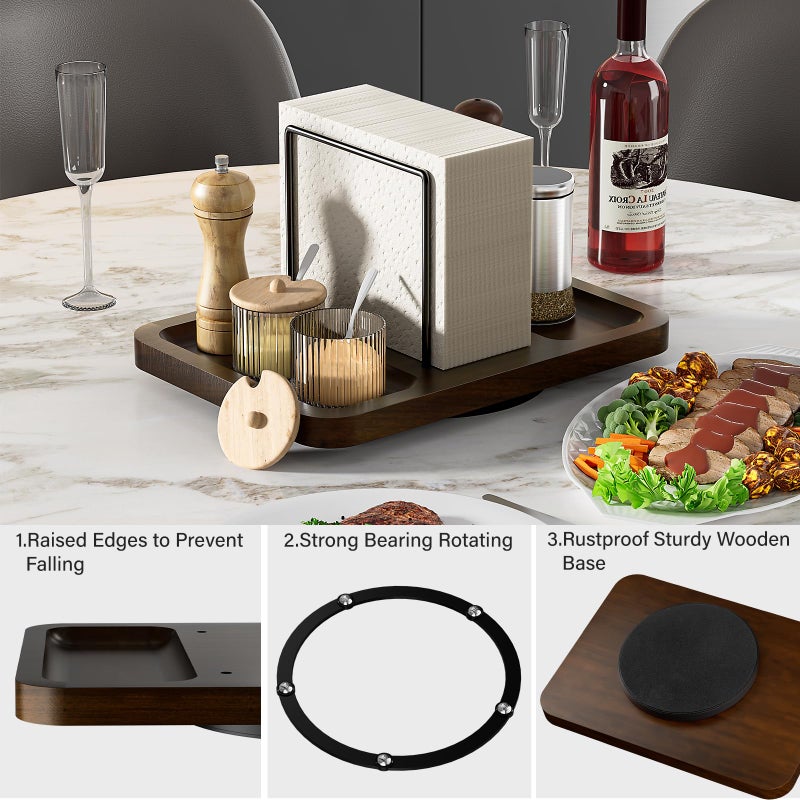 Gomyrod Napkin Holder for Table, Rotating Metal Napkin Dispenser with Salt and Pepper Shakers Caddy Standing Paper Towel Holder for Bathroom Kitchen Dining Table Decor Not Including Shakers - Image 4