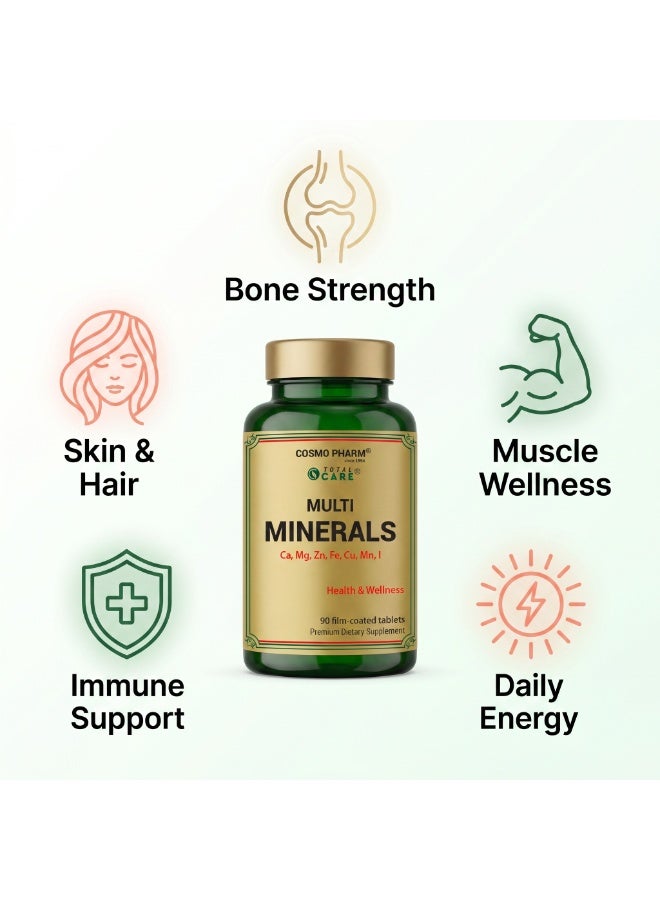 Cosmo Pharm Multiminerals | Supports Bones, Muscles & the Nervous System | 90 Film-Coated Tablets - Image 3