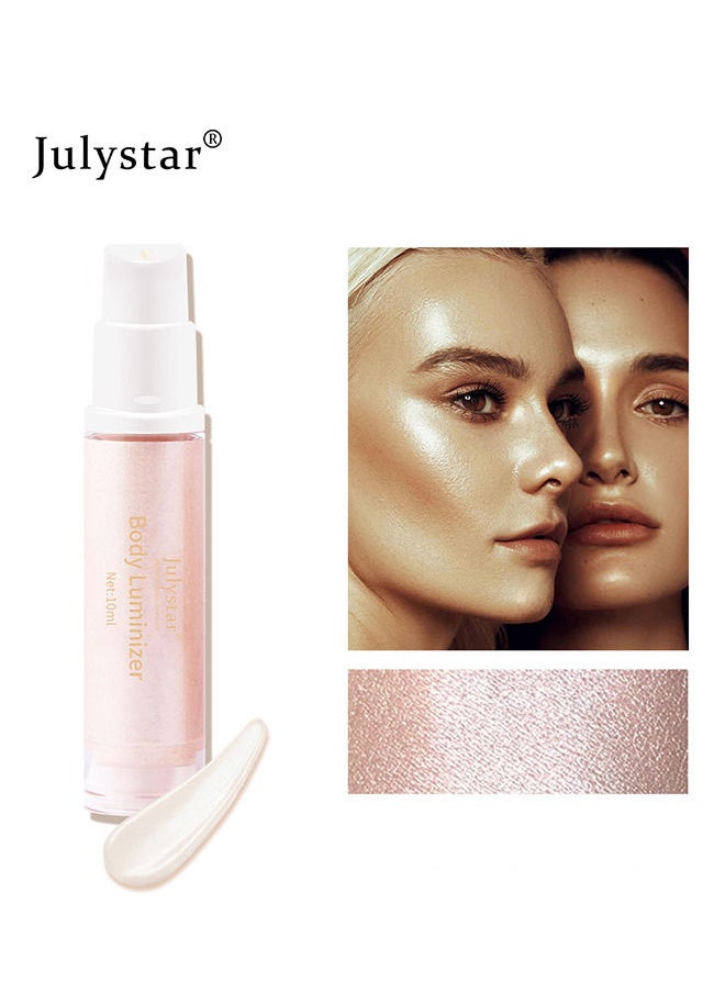 Julystar - Face Body Luminizer, Liquid Highlighter Makeup, Face Body Shimmer Glow Illuminator, Bronzer Smooth Shine Shimmer Liquid Foundation, Waterproof Moisturizing Body Highlighter (Diamond #01) - Image 1