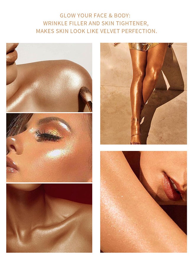 Julystar - Face Body Luminizer, Liquid Highlighter Makeup, Face Body Shimmer Glow Illuminator, Bronzer Smooth Shine Shimmer Liquid Foundation, Waterproof Moisturizing Body Highlighter (Diamond #01) - Image 1