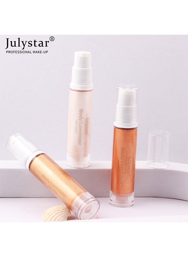 Julystar - Face Body Luminizer, Liquid Highlighter Makeup, Face Body Shimmer Glow Illuminator, Bronzer Smooth Shine Shimmer Liquid Foundation, Waterproof Moisturizing Body Highlighter (Diamond #01) - Image 1