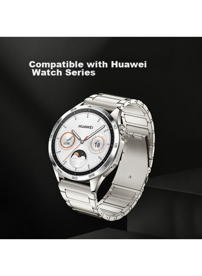 Mssm Compatible Huawei Watch Band For Watch4Pro, Gt5/4/3Pro, Watch3Pro, H-Shaped Stainless Steel Metal Strap [46/48Mm Dial] - Black - Image 2