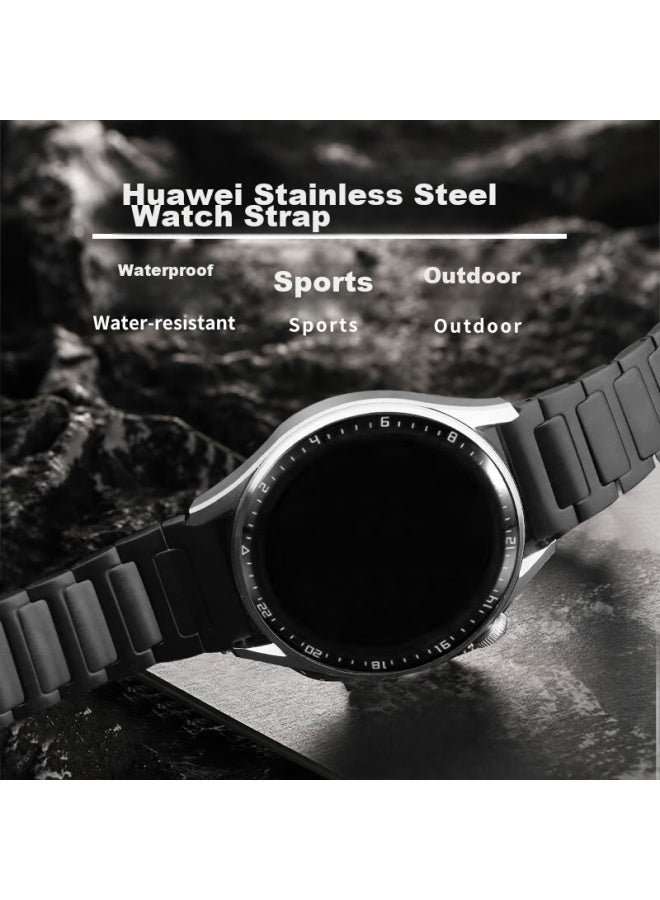 Mssm Compatible Huawei Watch Band For Watch4Pro, Gt5/4/3Pro, Watch3Pro, H-Shaped Stainless Steel Metal Strap [46/48Mm Dial] - Black - Image 3