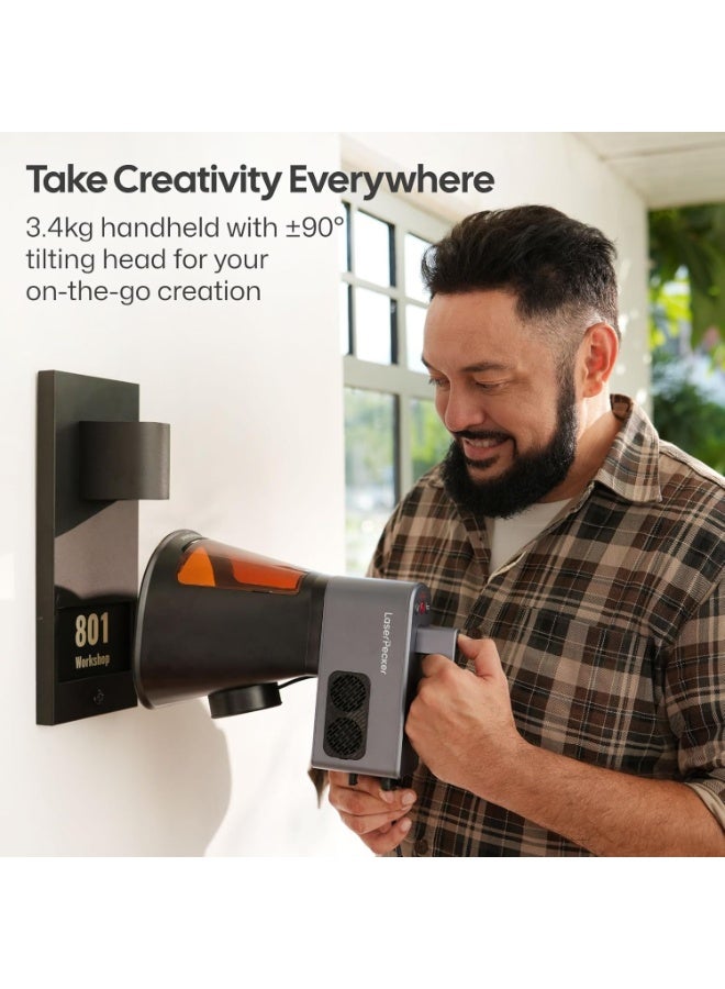 ليزر بيكر LaserPecker LP2 Plus (Basic) 10W Diode Laser Engraver, 4000mm/s Ultra-Fast Speed 4K Precision Portable Cutting & Engraving Machine for Wood, Leather, Acrylic, Coated Metal and etc. - Image 2