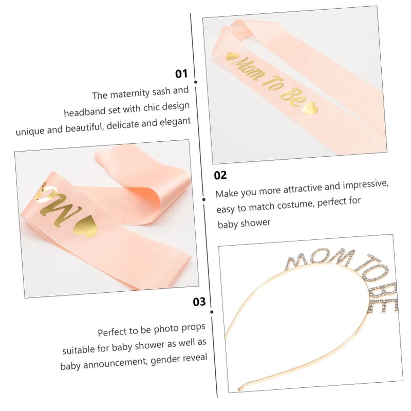Pregnancy Photo Props Shower Headband Sash Set Maternity Accessories Decorative Chic - Image 5