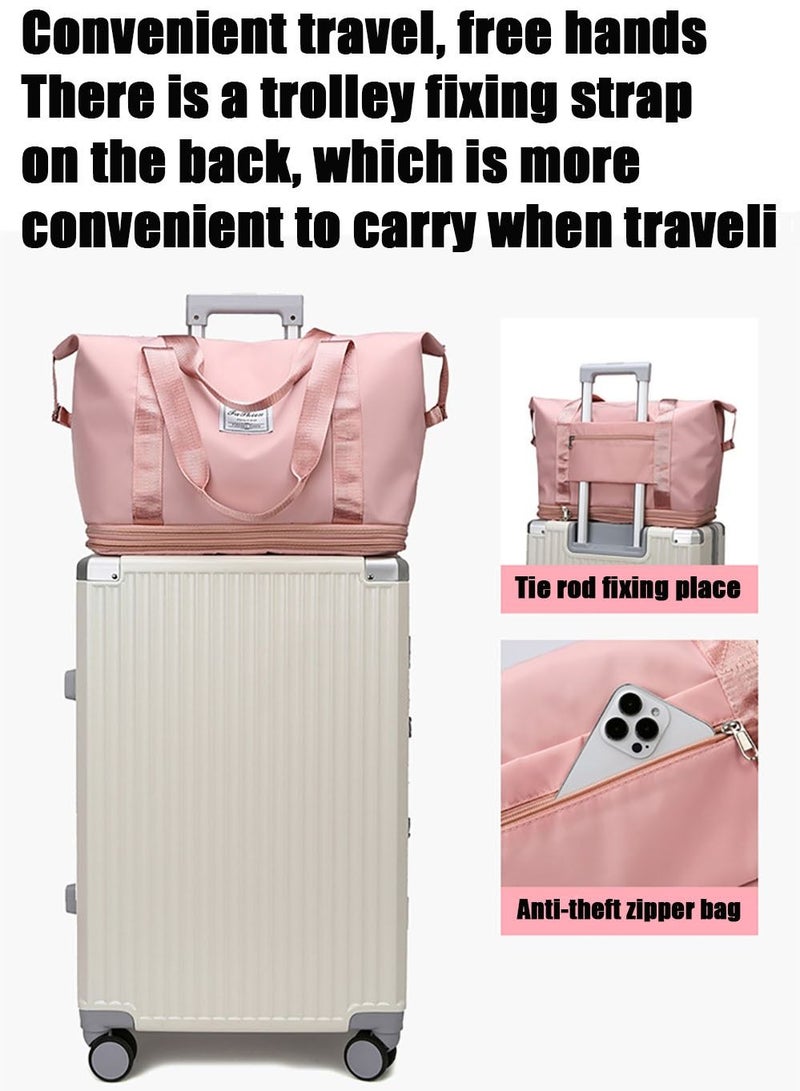 MissTiara Creative Fashion Double Layer Expansion Large Capacity Travel Luggage Waterproof Bag For Travel Beach Outdoor Swimming Fitness Yoga Pink - Image 2