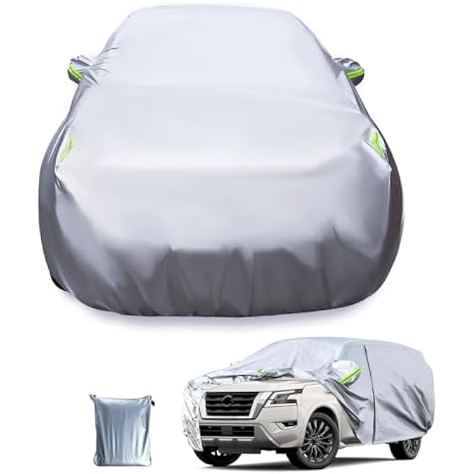 rayihni غطاء سيارة بسحاب SUV مع باب سحاب غطاء كامل لحماية الشمس في الهواء الطلق مع 4 أحزمة تأمين للسيارة ضد الرياح والغبار وحماية الشمس (SUV-485*180*140) - Image 1