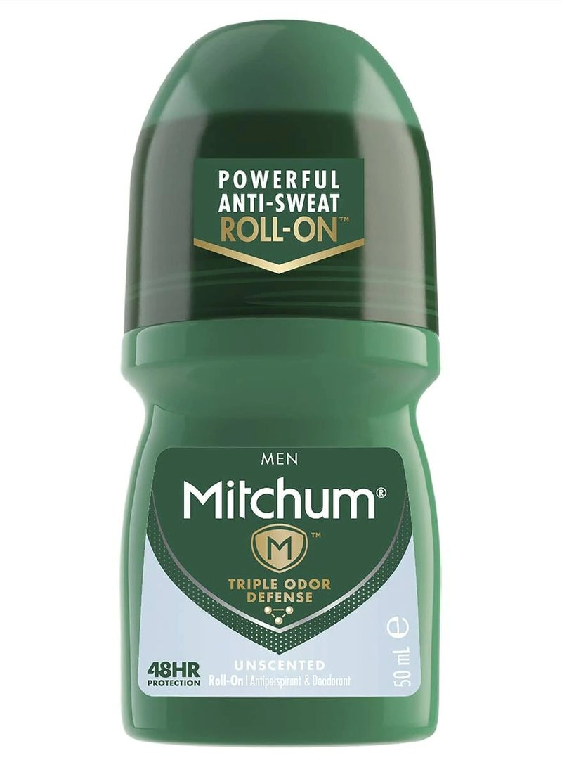 Mitchum Men's Roll On Unscented Antiperspirant And Deodorant 50 ML