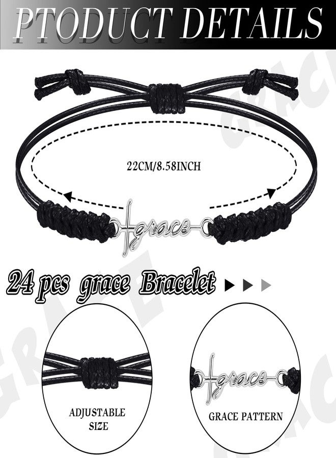 Tondiamo 24 Pcs Cross Bracelets Bulk for Woman Adjustable Cross Bracelets Inspirational Birthday Gifts Religious Accessories(Grace) - Image 2