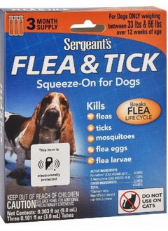 Sergeant's Flea and Tick Squeeze-On Solution for Dogs 1 between 33 lbs & 66 lbs 3 ampules