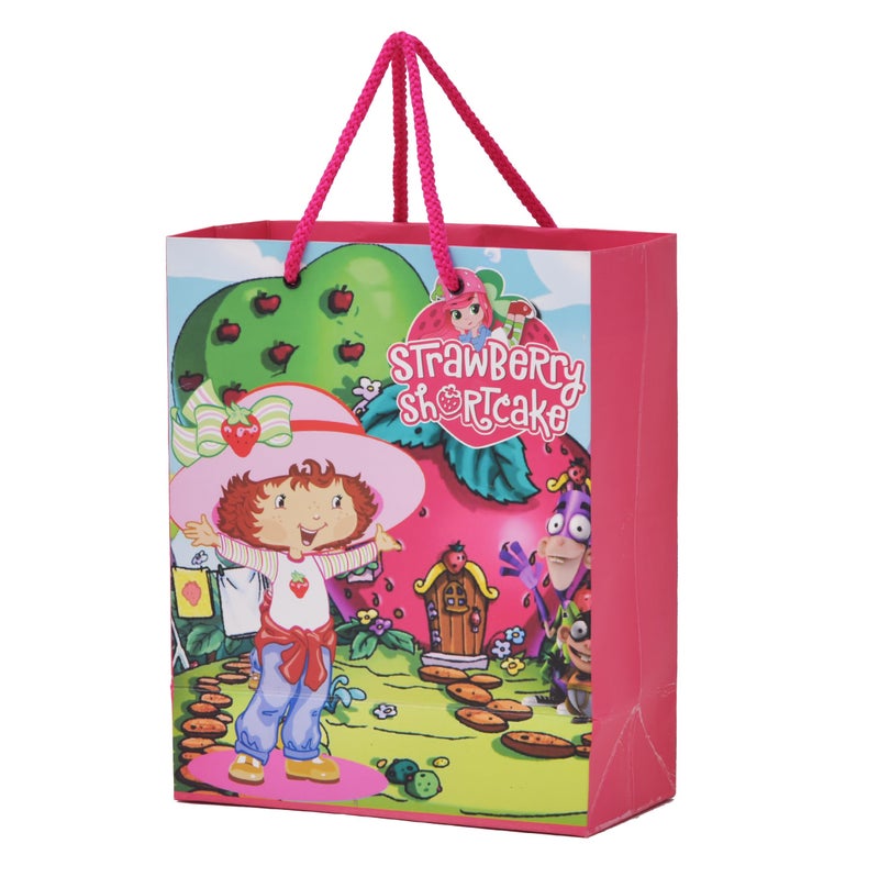 PPJ ® -HAPPY BIRTHDAY STRAWBERYSHORT CAKE (CARTOON THEME) PARTY (10 Pcs.) PAPER CARRY BAG, 10 Inch X 8 Inch X 4 Inch RETURN GIFT/HAPPY BIRTHDAY/RETURN GIFTS/GIFTS/GIFT BAGS/GIFT COVERS (Pack of 10) - Image 1