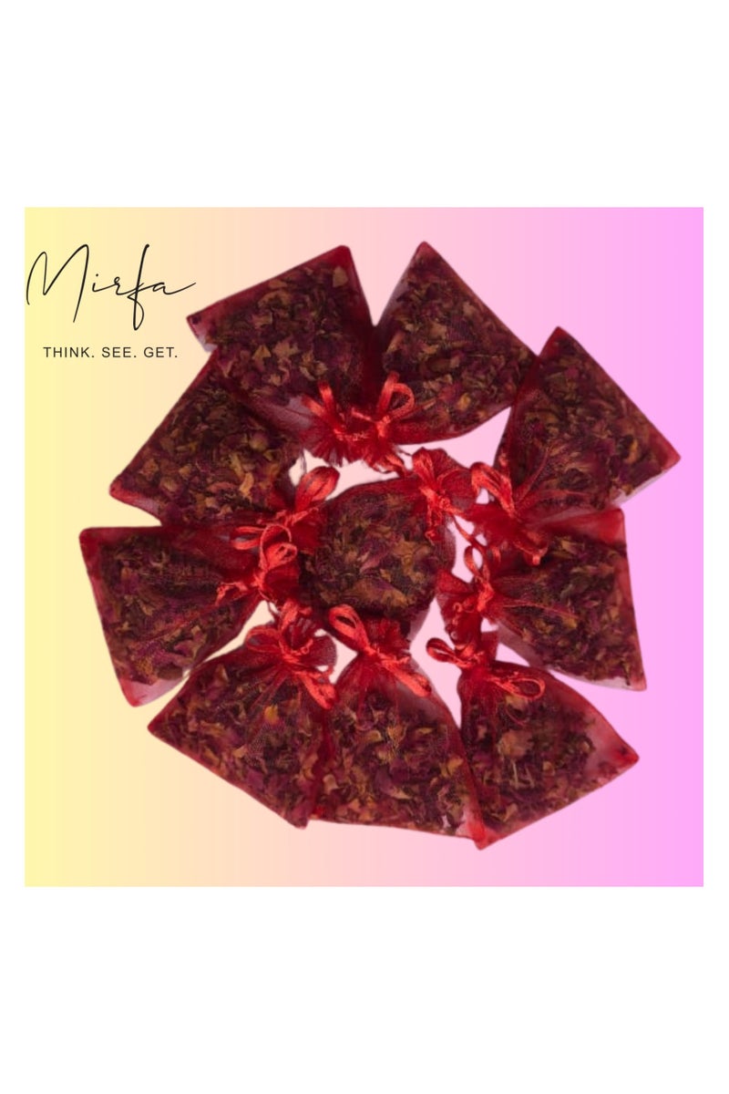 MIRFA Dry Rose Petals in Drawstring Sachets (Pack of 10) - Image 3