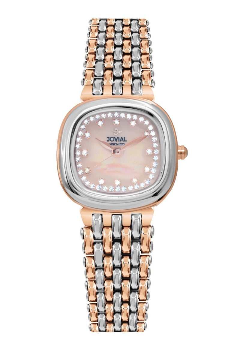 JOVIAL  5025 LAMQ 05 N , Women's Fashion Watch,  Stainless steel , 24mm, Pink Dial, Push button Clasp - Image 1