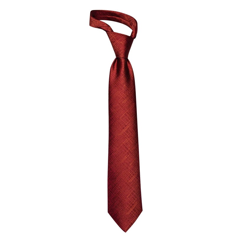 YourTies Mens Necktie Silk Red Ties for Men Solid Tie with Clip Wedding Party Business - Image 5