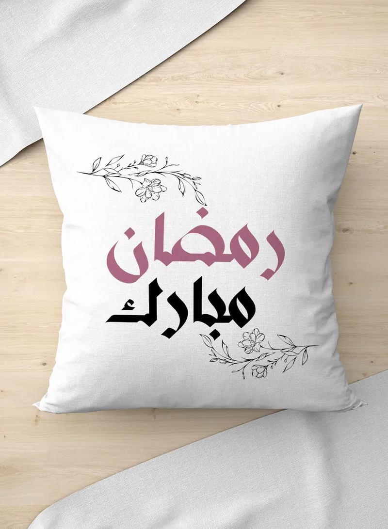 لوحة غطاء وسادة من البوليستر بتصميم رمضان مبارك مع ورود