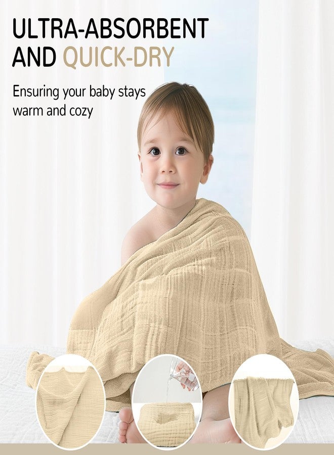 Momsnug مناشف أطفال قطنية بغطاء رأس، عبوة من 3 مناشف استحمام قطنية للأطفال حديثي الولادة والرضع والأطفال الصغار، ناعمة وماصة، منشفة استحمام أساسية للأطفال حديثي الولادة (35 × 35 بوصة) (أخضر + رمادي + مشمشي) - Image 4