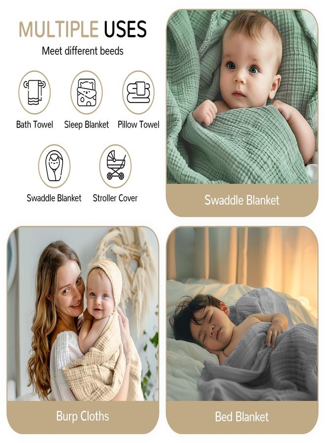 Momsnug مناشف أطفال قطنية بغطاء رأس، عبوة من 3 مناشف استحمام قطنية للأطفال حديثي الولادة والرضع والأطفال الصغار، ناعمة وماصة، منشفة استحمام أساسية للأطفال حديثي الولادة (35 × 35 بوصة) (أخضر + رمادي + مشمشي) - Image 5