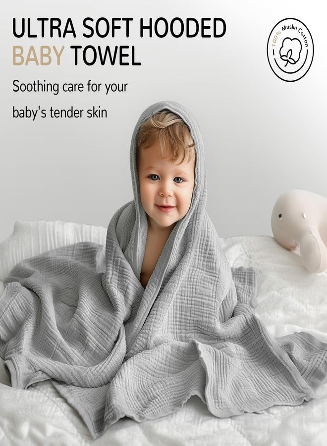 Momsnug مناشف أطفال قطنية بغطاء رأس، عبوة من 3 مناشف استحمام قطنية للأطفال حديثي الولادة والرضع والأطفال الصغار، ناعمة وماصة، منشفة استحمام أساسية للأطفال حديثي الولادة (35 × 35 بوصة) (أخضر + رمادي + مشمشي) - Image 2