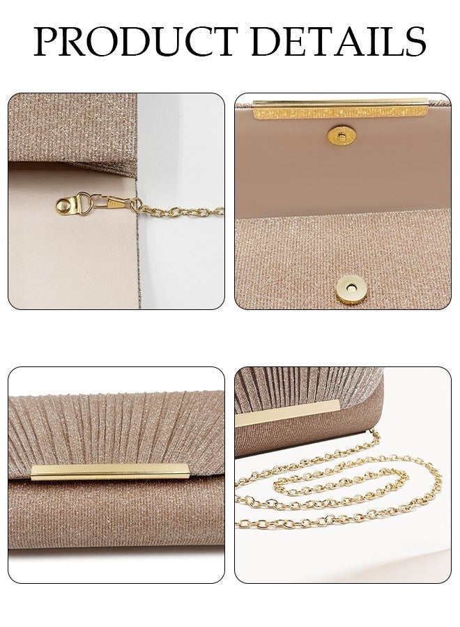 DUNISO Women Shiny Glitter Evening Clutch Crossbody Bag Envelope Handbag Chain Purse for Wedding Formal Cocktail Party - Image 2
