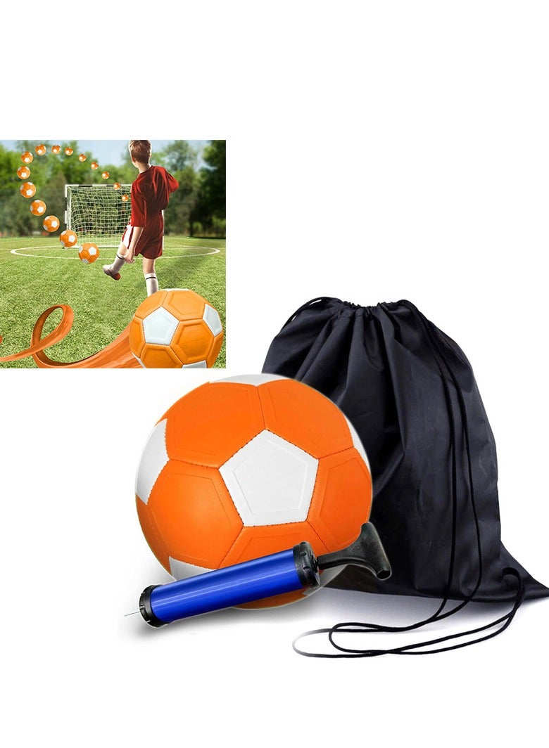 Generic Curve Soccer Ball, Size 4 Swerve Soccer Ball for Kids, Youth Football, Kick Curving Like The Pros, Backyard Game Gift for Boys and Girls (Orange-The Styles And Colors Of The Free Pump And Storage Bag Are Random)  - Image 1
