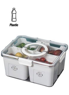Excefore Fridge Fruit Storage Containers, Fridge Organizer with Lids, Stackable Refrigerator Organizer Bins, Removable Containers for Food and Storage, For Fruit, Vegetables, Food (4 Compartments-White)  - Image 1