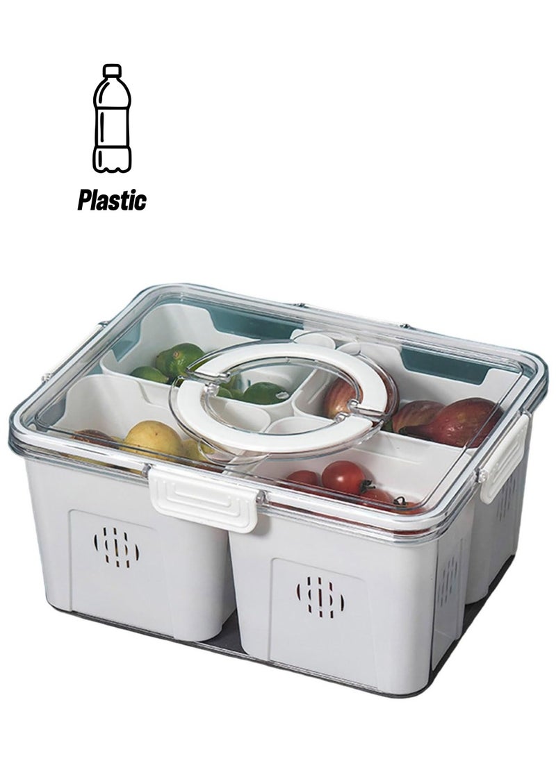 Excefore - Fridge Fruit Storage Containers, Fridge Organizer with Lids, Stackable Refrigerator Organizer Bins, Removable Containers for Food and Storage, For Fruit, Vegetables, Food (4 Compartments-White) - Image 1