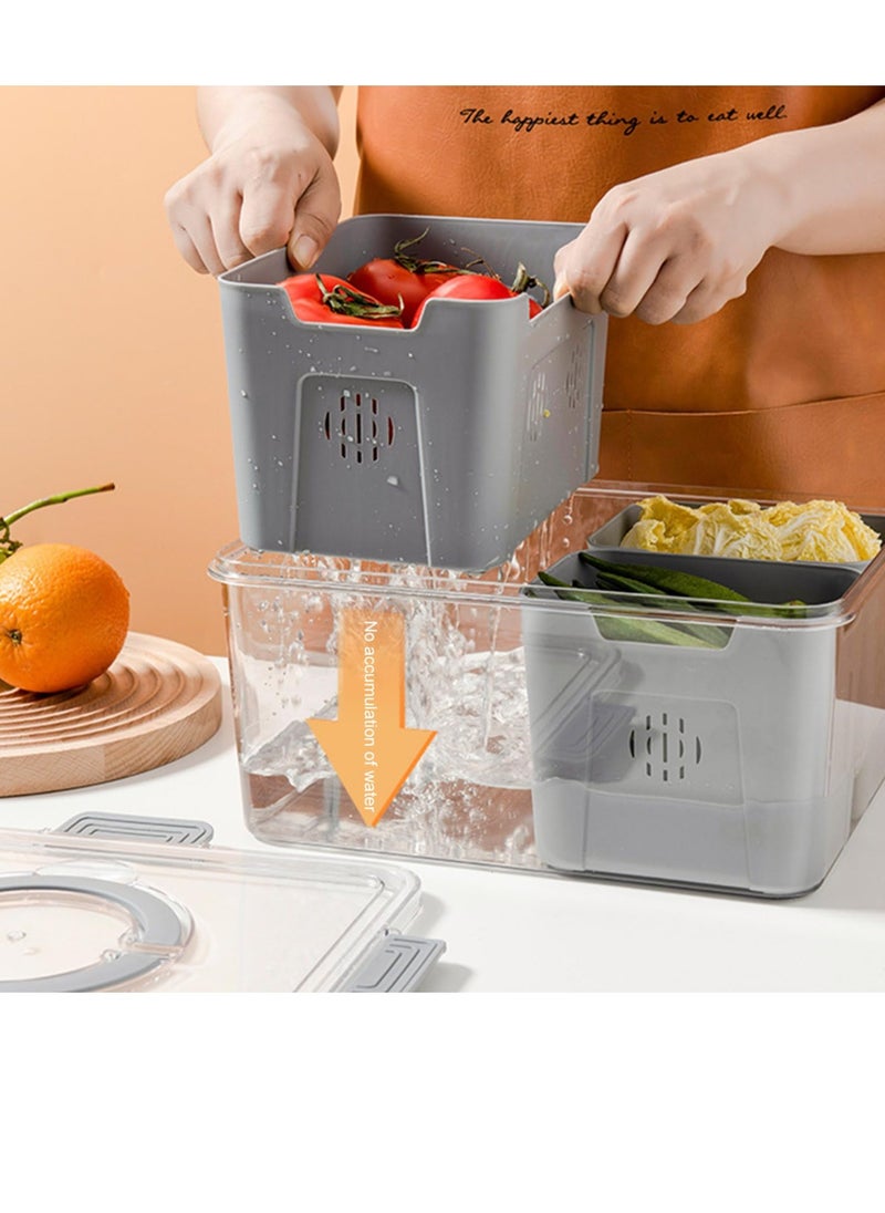 Excefore - Fridge Fruit Storage Containers, Fridge Organizer with Lids, Stackable Refrigerator Organizer Bins, Removable Containers for Food and Storage, For Fruit, Vegetables, Food (4 Compartments-White) - Image 1