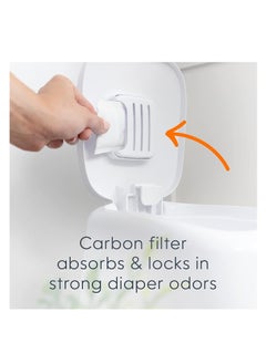 Diaper Genie Diaper Genie complete diaper pail white with antimicrobial odor control includes 1 diaper trash can 1 refill bags 1 carbon filter packaging may vary  - Image 5