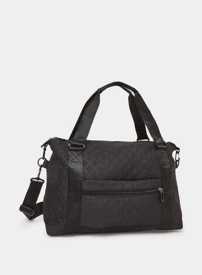 Styli Styli Black Quilted Look Duffel Bag