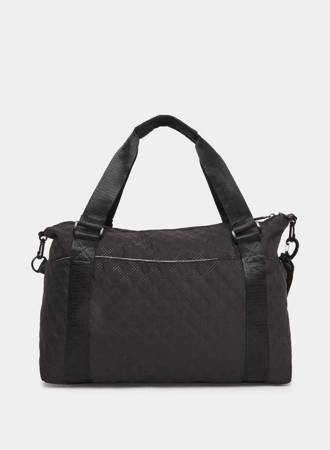 Styli Styli Black Quilted Look Duffel Bag
