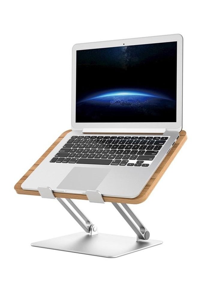 upergo UPERGO AP-2DM Wooden Metal Combine Folding Desktop Tablet Holder Portable Laptops Stand Support 108-Degree Adjustable Laptop Stand - Silver  - Image 1