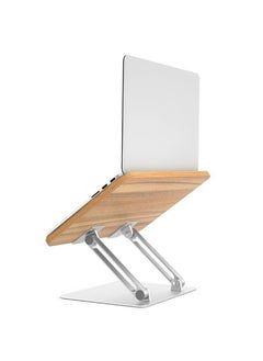 upergo UPERGO AP-2DM Wooden Metal Combine Folding Desktop Tablet Holder Portable Laptops Stand Support 108-Degree Adjustable Laptop Stand - Silver  - Image 2