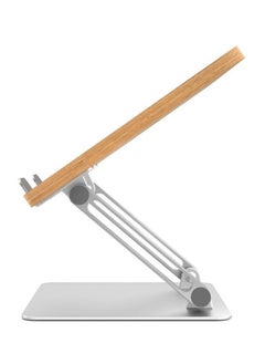 upergo UPERGO AP-2DM Wooden Metal Combine Folding Desktop Tablet Holder Portable Laptops Stand Support 108-Degree Adjustable Laptop Stand - Silver  - Image 3