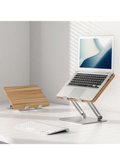 upergo UPERGO AP-2DM Wooden Metal Combine Folding Desktop Tablet Holder Portable Laptops Stand Support 108-Degree Adjustable Laptop Stand - Silver  - Image 5