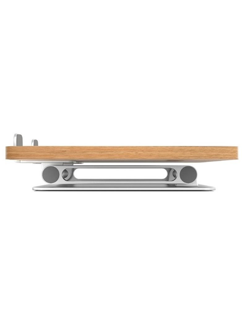 upergo UPERGO AP-2DM Wooden Metal Combine Folding Desktop Tablet Holder Portable Laptops Stand Support 108-Degree Adjustable Laptop Stand - Silver  - Image 4