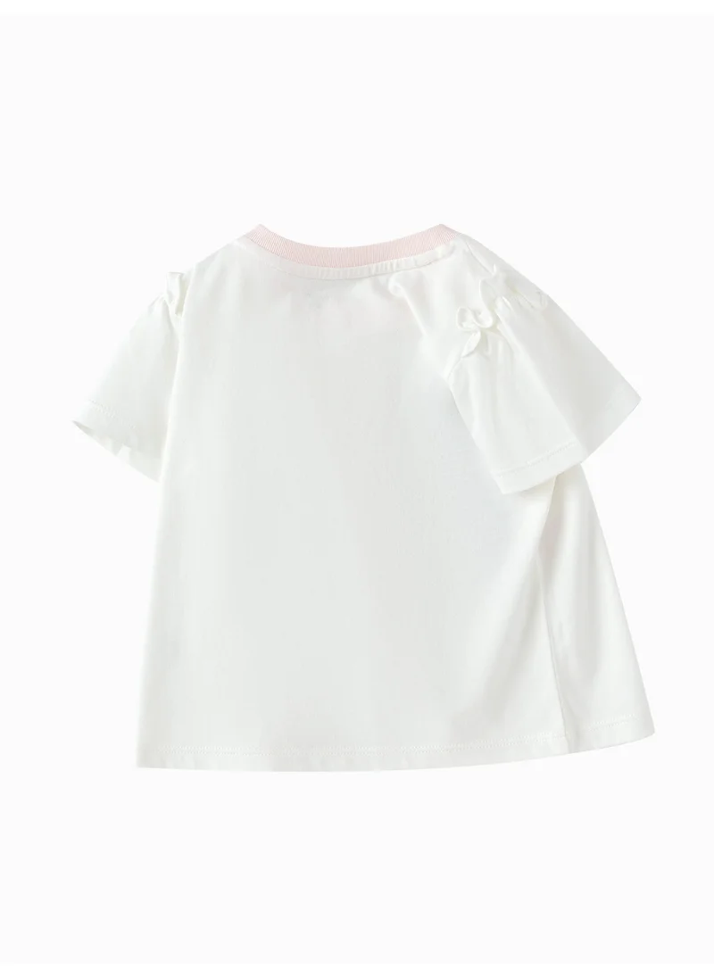 بالابالا Baby Girl Round v-neck short-sleeved T-shirt