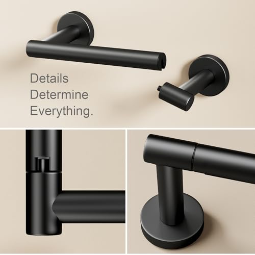 POKIM Black Toilet Paper Holder - Double Post Pivoting TP Large Mega Roll Tissue Holder for Bathroom Wall Mount (Matte Finish) - Image 5