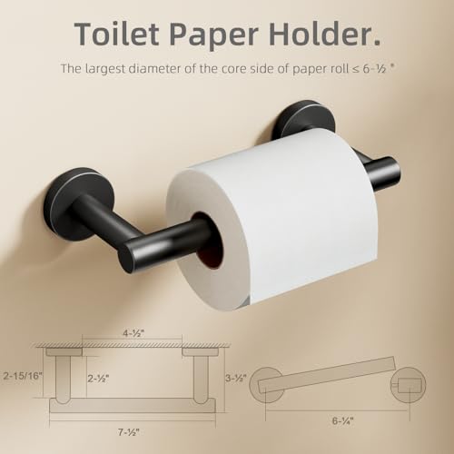 POKIM Black Toilet Paper Holder - Double Post Pivoting TP Large Mega Roll Tissue Holder for Bathroom Wall Mount (Matte Finish) - Image 4