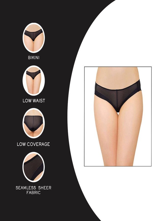 Wacoal Women’s Feel Free Sheer|Low Waist| Low Coverage|Seamless |Everyday Wear|Bikini Panty Black (L) - Image 2