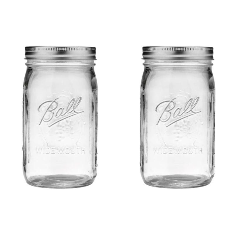Ball Wide Mouth Glass Mason Jars with Lids and Bands, Used for Canning, Pickling, Juice, Jam, Jelly, Quart Size 32 Ounce (Pack of 2) - Image 1