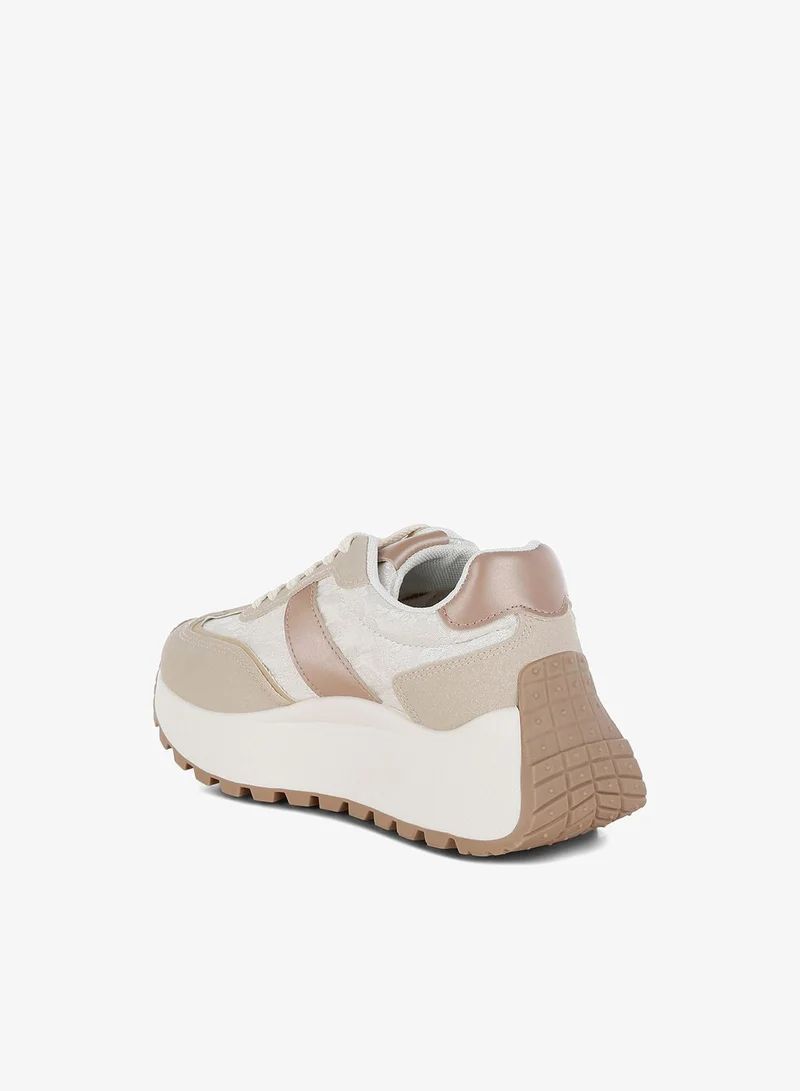 London Rag beige Chunky Anti-Skid Lace-Up Sneakers in Beige for Women | Best Price UAE