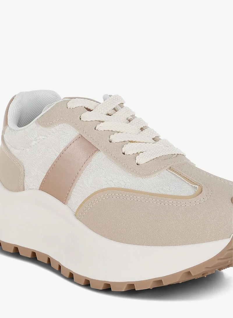 London Rag beige Chunky Anti-Skid Lace-Up Sneakers in Beige for Women | Best Price UAE